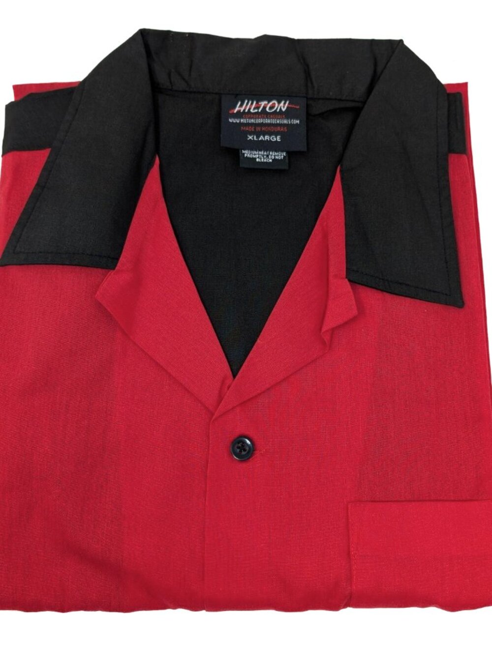 NEW! Hilton Mens Bowling Retro Style Shirt Size XL Short Sleeve Red Black NWOT